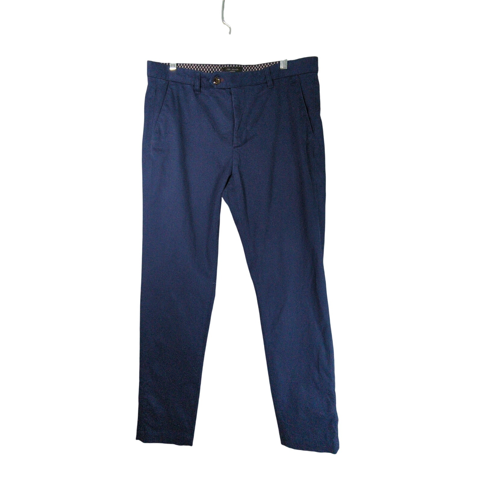 Ted Baker Pants Mens 34 R Blue Flat Front Slim Fit